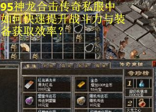 95神龙合击传奇私服中如何快速提升战斗力与装备获取效率？